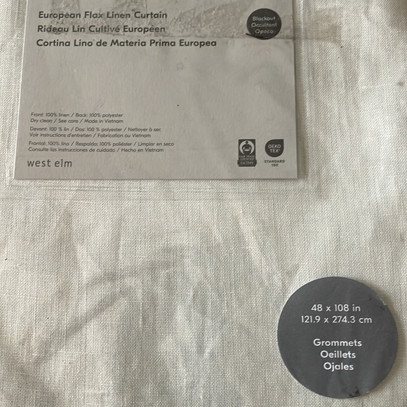 European Flax Linen Blackout Grommet Curtain 48x108 - Picture 3 of 6